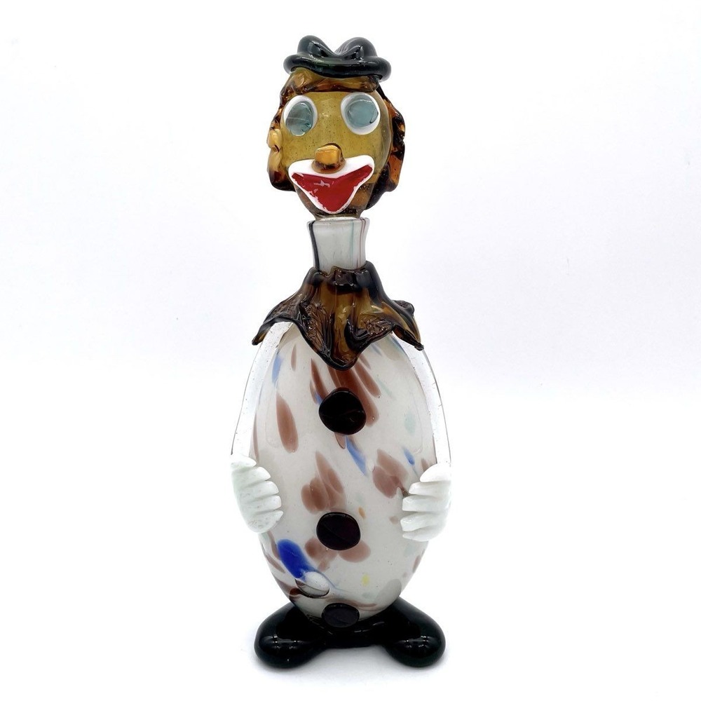 Vintage Art Glass Clown Decanter Bottle Hand Blown Venetian Glass Figurine